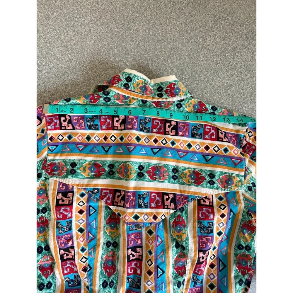VTG Rodeo Western Wear Cropped Southwestern Aztec Multicolor Womens Small - Picture 4 of 6